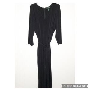 Lauren Ralph Lauren black v neck belted wide leg jumpsuit size 3X NWT